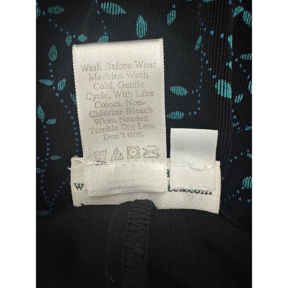 Coldwater Creek Black Teal Blue Leaf Print Slinky Stretch Midi Dress Size 1X‎ 16 - Picture 6 of 6